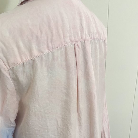 Anthropologie Cloth & Stone Tencel Blue/Pink Dip/Tie Dye Button Up Size Small - Picture 9 of 13